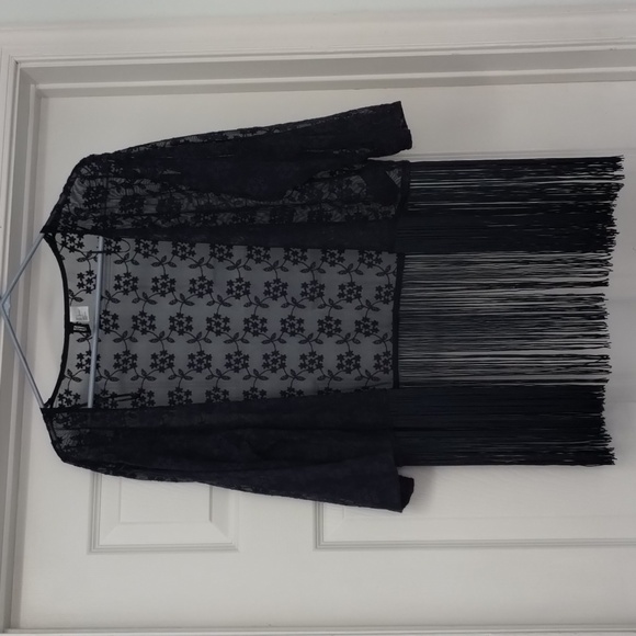 DIVIDED H&M WOMEN'S LACE SWEATER CARNIGAN NAVY BLUE SIZE LARGE - Picture 1 of 5